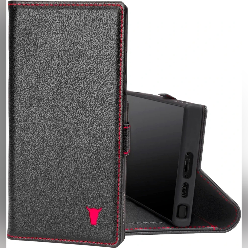Torro Black Leather Samsung S23 Ultra Wallet Folding Case